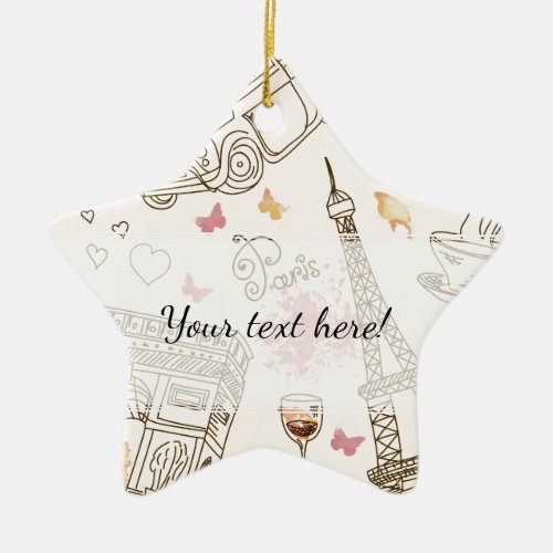 Whimsical Chic Girly Pink Paris Ceramic Ornament