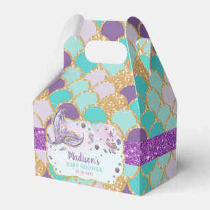 Whimsical Chic Mermaid Baby Shower Girl Thank You Favor Boxes