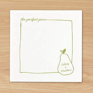 Whimsical & Chic Personalized Funny Pear Wedding Napkins