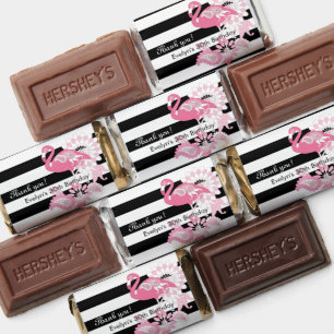 Whimsical Chic Pink Flamingo Black & White Striped Hershey's Miniatures
