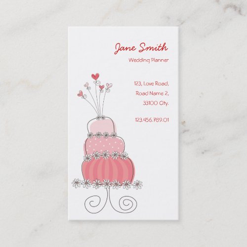 fatfatin Sweet Pink Wedding Cake Profile Card Business Card