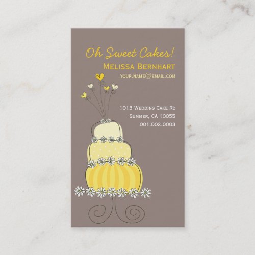 fatfatin Sweet Yellow Wedding Cake Profile Card Business Card Template