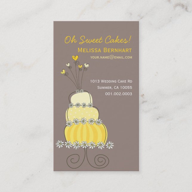 Whimsical Chic Yellow Wedding Cake Profile Card (Front)