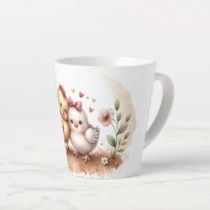 Whimsical Chick Duo Cottagecore Watercolor Latte Mug