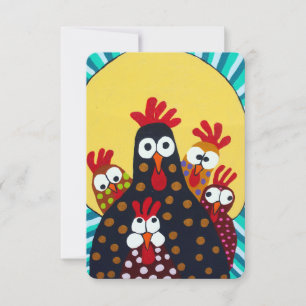 Whimsical Chicken Folk Art Thank You Card