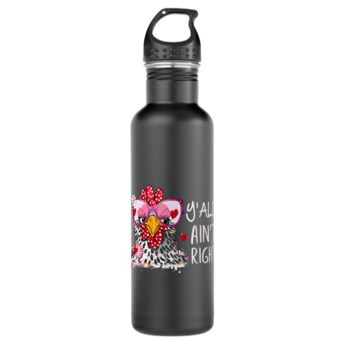 Whimsical Chicken with Heart Glasses Stainless Steel Water Bottle