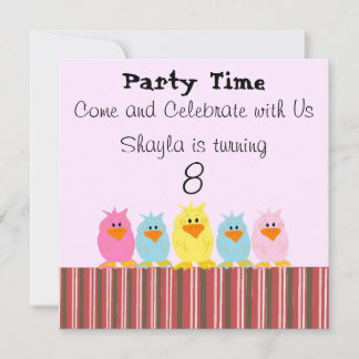 Whimsical Chicks Birthday Invitations