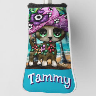Whimsical Chihuahua Dog Palm Trees Personalized Golf Head Cover