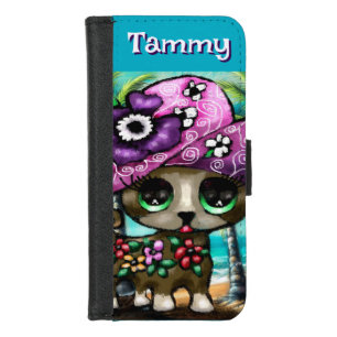 Whimsical Chihuahua Dog Palm Trees Personalized iPhone 8/7 Wallet Case