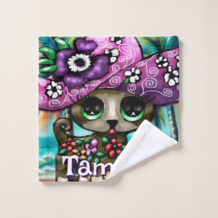 Whimsical Chihuahua Dog Palm Trees Personalized Wash Cloth