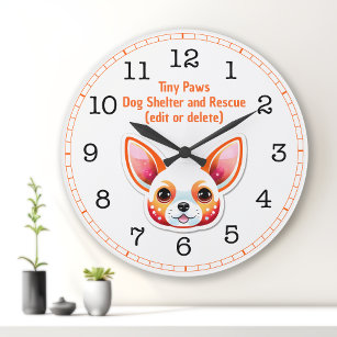 Whimsical Chihuahua Dog Wall Clock - Add Your Text