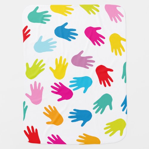 Whimsical Child Hand Prints Pattern Baby Blanket