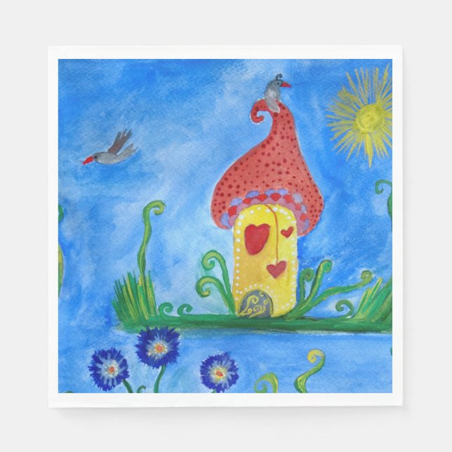 Whimsical Child Illustration  Paper Napkins (Front)