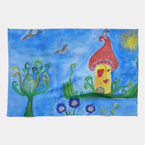 Whimsical Child Illustration Tea Towel