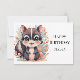 Whimsical Children's Skunk Birthday Card