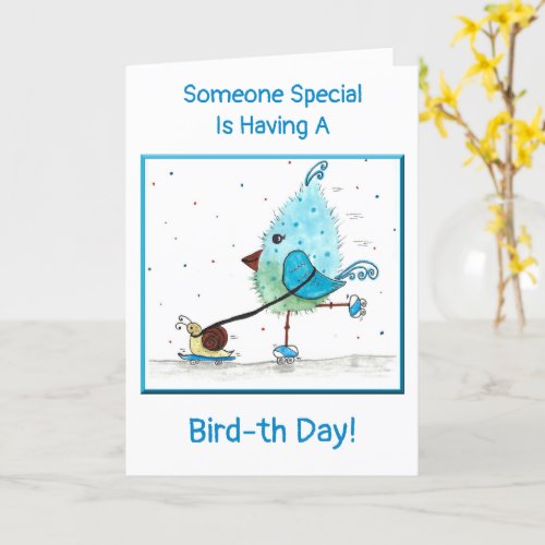 Whimsical Childs Blue Birthday Card