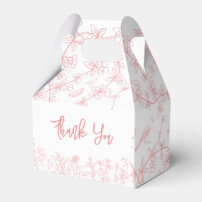 Whimsical Chinoiserie Peach Pink Baby Shower  Favor Boxes (Back Side)
