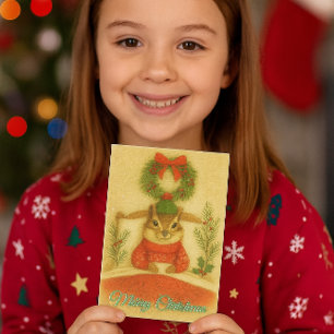 Whimsical Chipmunk Christmas Greeting Card
