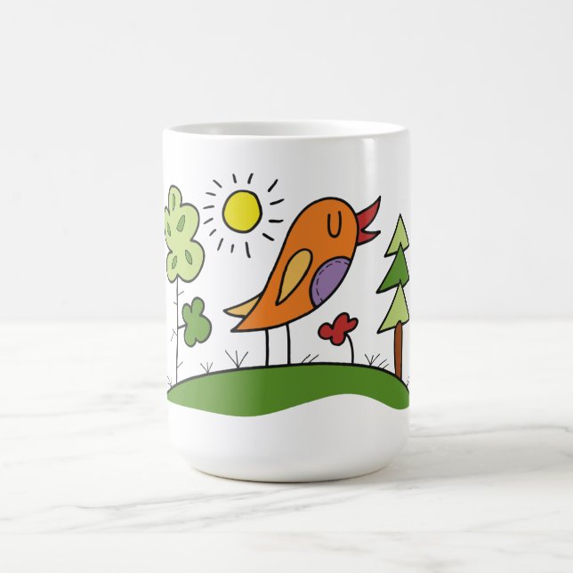 Whimsical Chirping Bird Coffee Mug (Center)