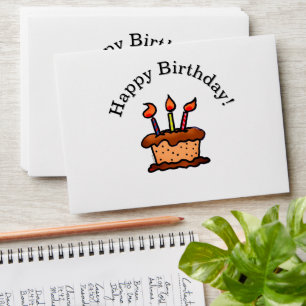 Whimsical Chocolate Cake Happy Birthday Doodle Envelope