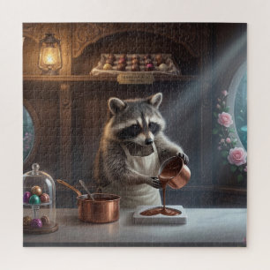 Whimsical Chocolate Shop Diorama with Raccoon Jigsaw Puzzle