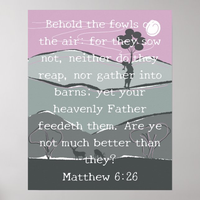 Whimsical Christian Bible Quote Poster (Front)