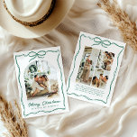 Whimsical Christmas 4 Photo Hand-Drawn Bow Ribbon Holiday Card<br><div class="desc">This Whimsical Christmas Photo Hand-Drawn Bow Ribbon Holiday Card features charming green hand-drawn bow or ribbon border, and festive doodles to make your message stand out. Personalize with your favorite photo at the front and three photo collage at the back. You can also customize text or message to create a...</div>