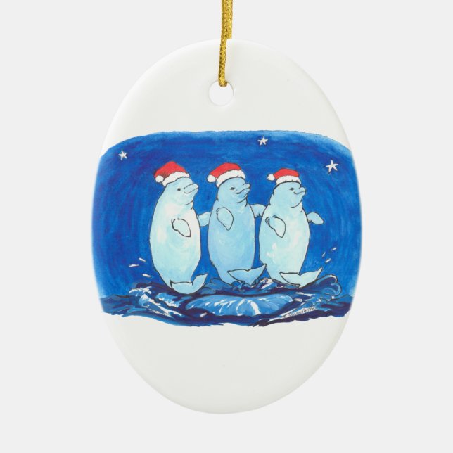 Whimsical Christmas Alaska Wildlife Oval Ornament (Front)