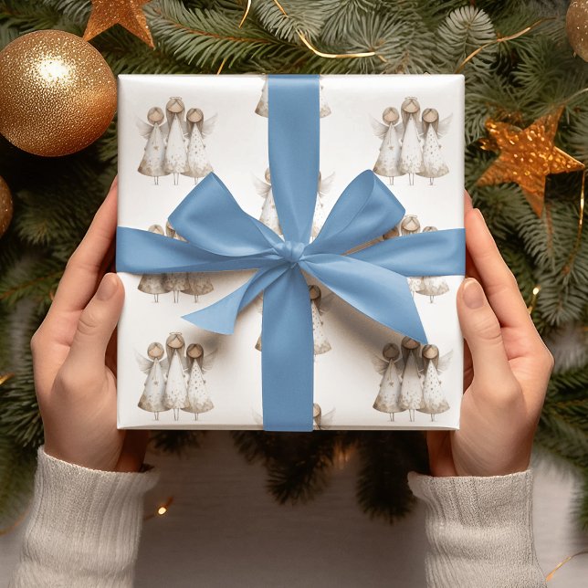 Whimsical Christmas Angels Wrapping Paper (Creator Uploaded)