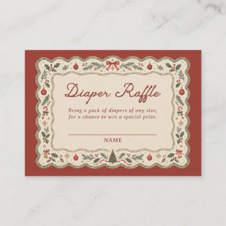 Whimsical Christmas Baby Shower Diaper Raffle Enclosure Card
