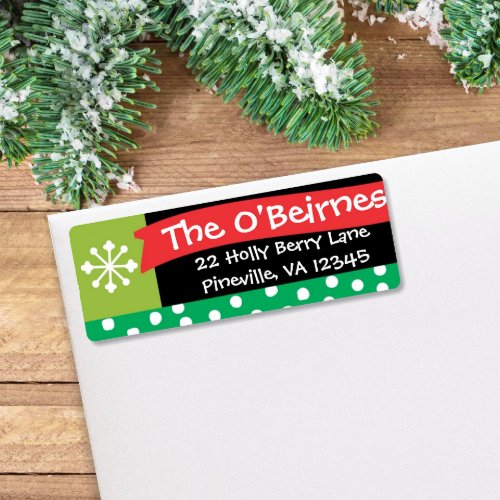 Whimsical Christmas Banner Return Address Label