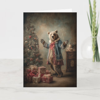 Whimsical Christmas Bear Holiday Card