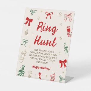 Whimsical Christmas Bridal Shower Ring Hunt Game Pedestal Sign