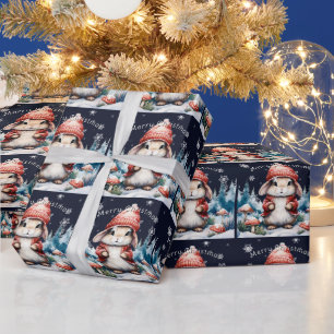 Whimsical Christmas Bunny Wrapping Paper