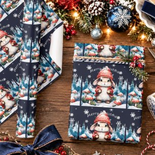 Whimsical Christmas Bunny Wrapping Paper