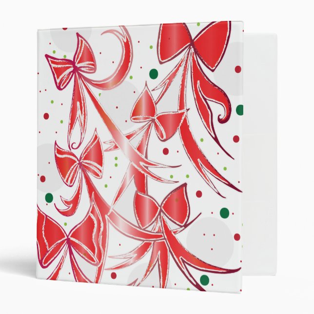 Whimsical Christmas Candy cane bows pattern Binder (Front/Inside)