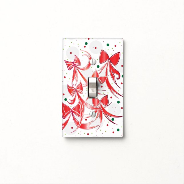 Whimsical Christmas Candy cane bows pattern Light Switch Cover (In Situ)