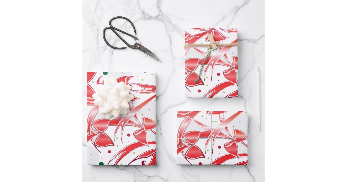 Christmas Photo Collage Holiday Red Newspaper Wrapping Paper