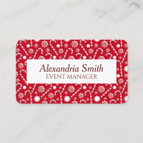 Whimsical Christmas Candy Cane Business Card