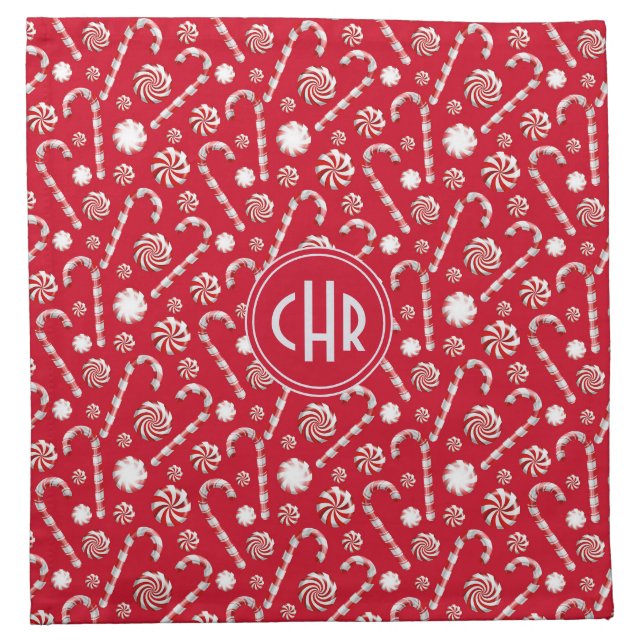 Whimsical Christmas Candy Cane Cloth Napkin (Front)