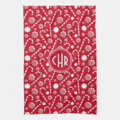 Whimsical Christmas Candy Cane Kitchen Towel