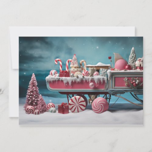 Whimsical Christmas Candy Cart 2 Holiday Card