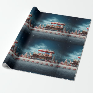 Whimsical Christmas Candy Cart 3  Wrapping Paper