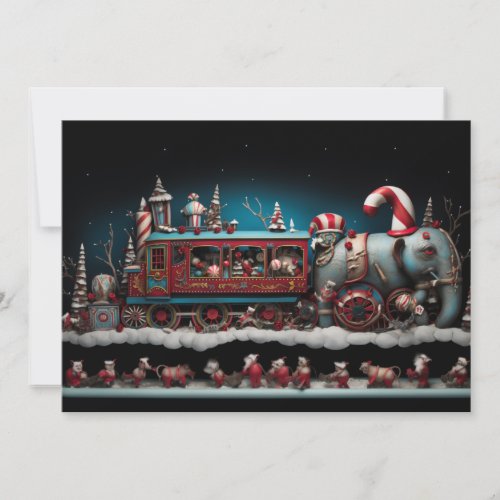 Whimsical Christmas Candy Train 1 Holiday Card