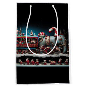 Whimsical Christmas Candy Train 1 Medium Gift Bag