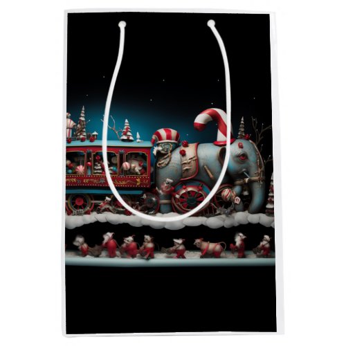 Whimsical Christmas Candy Train 1  Medium Gift Bag