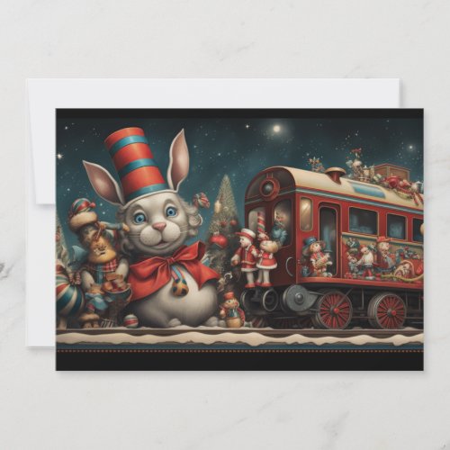 Whimsical Christmas Candy Train 2 Holiday Card