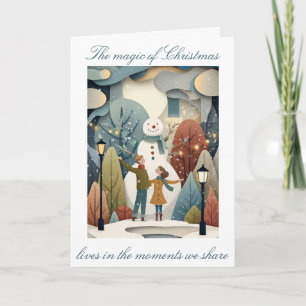 Whimsical Christmas card with cut paper design