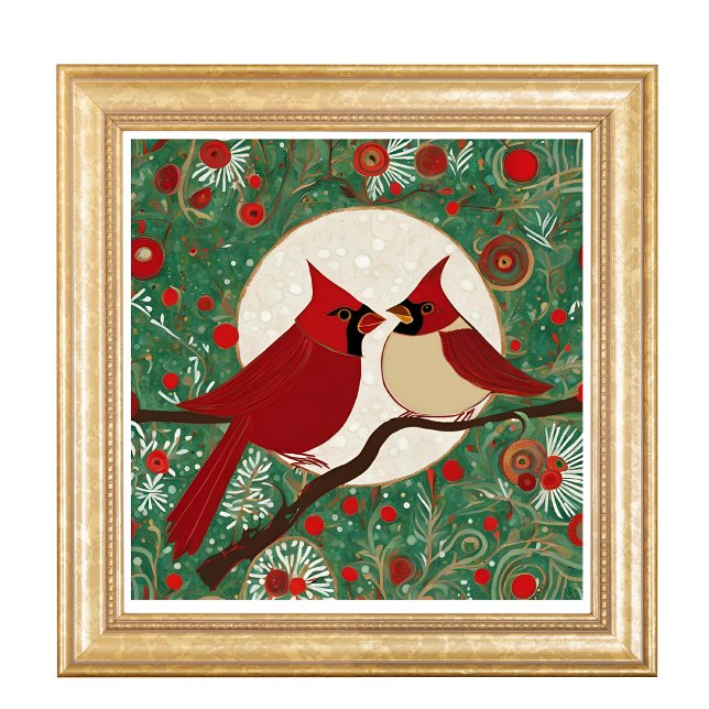 Whimsical Christmas Cardinal Red Birds Photo Print (Creator Uploaded)