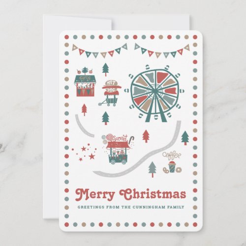 Whimsical Christmas Carnival Market Holiday Card